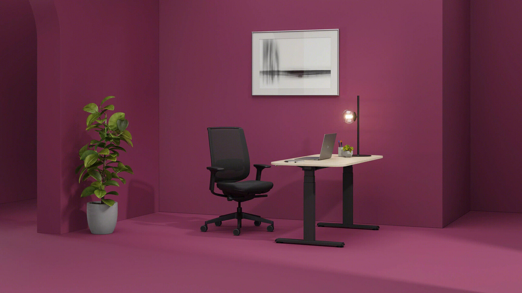 Steelcase Reply Air Mesh Back Office Chair Home Edition At Desk In Home Setting