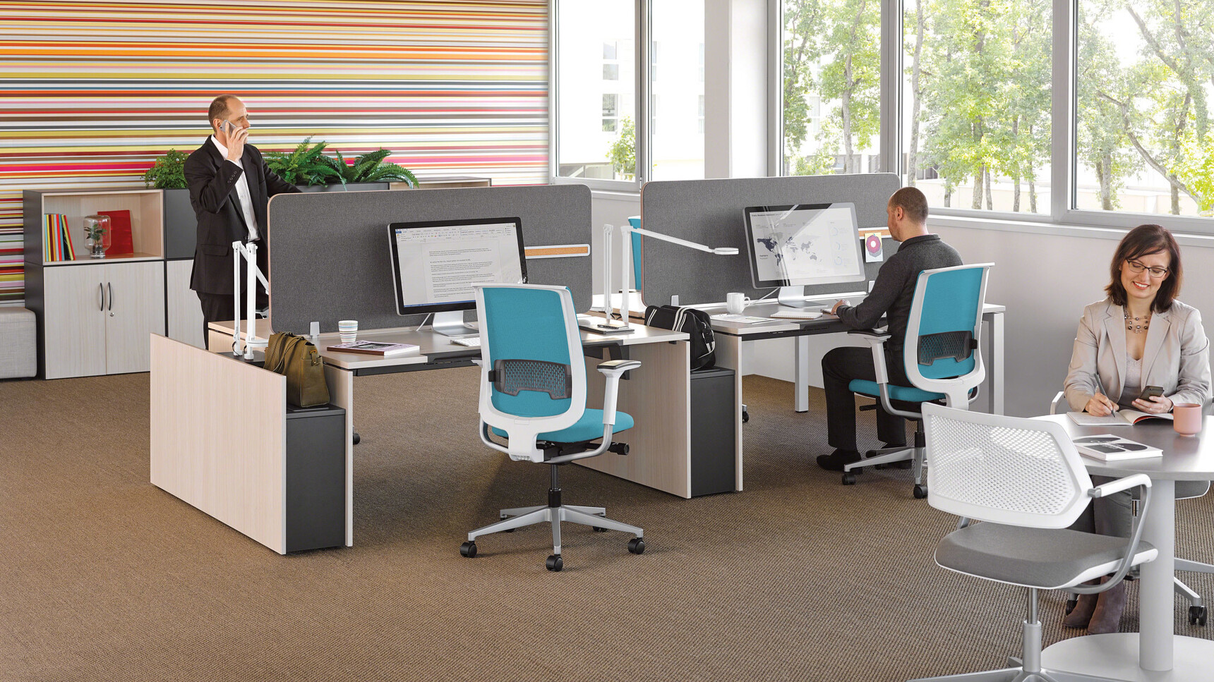 Steelcase Reply Air Colour Mesh Back Office Chairs In Office Setting