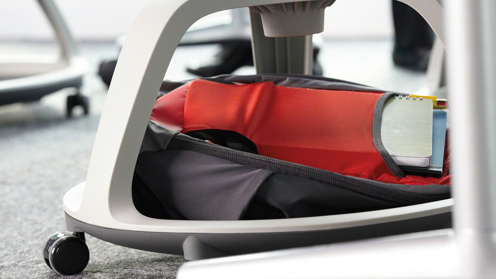 Two Steelcase Node Tripod Base Chairs without Table And Castors With Grey Base Detail Image