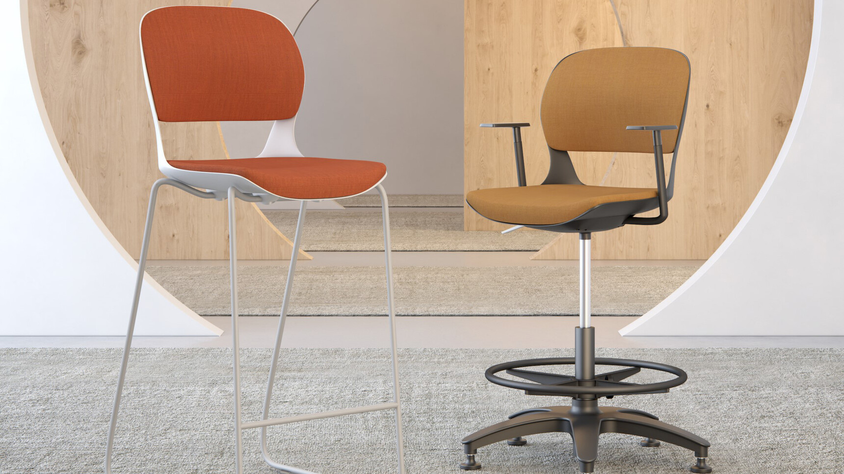 Elite Office Furniture Ace Stool With Sled Base And Draughtsman Base Family Image