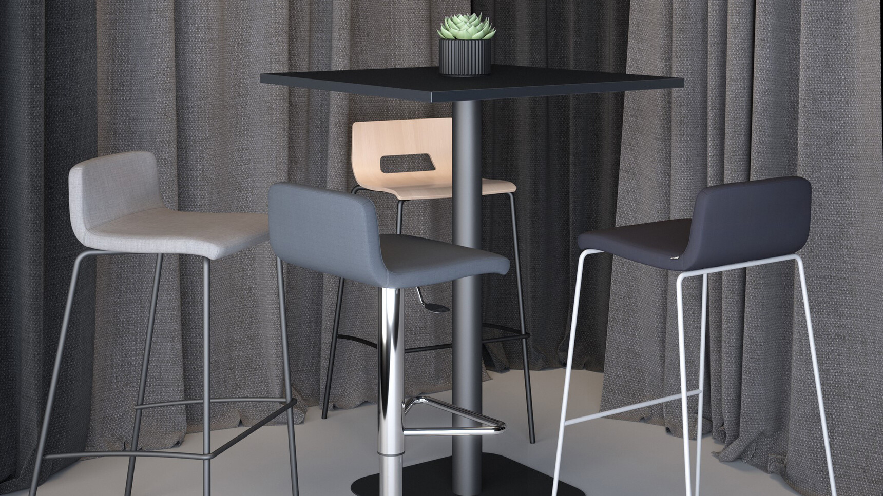 Elite Office Furniture Multiply Stools With Four Leg Base And Sled Base Detail Image