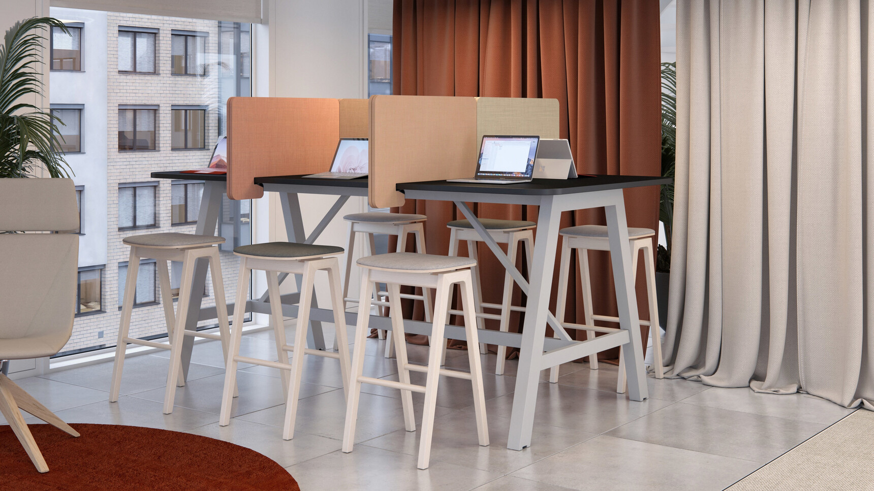 Elite Office Furniture Ritz Upholstered Bar Stools At Harmony Table Family Image