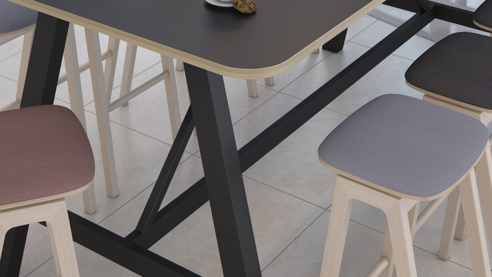 Elite Office Furniture Ritz Upholstered Bar Stools Grey Red Black Upholstery At Alto Table Detail Image