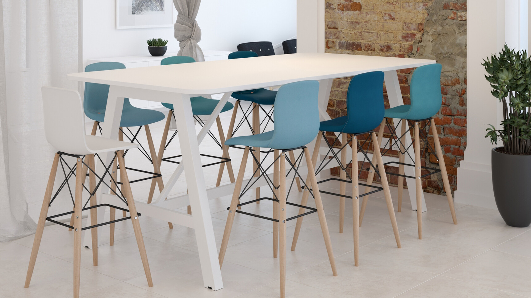 Elite Office Furniture Bob Stools With Wooden Base Plastic Upholstered Seat Beech Frame Family Image