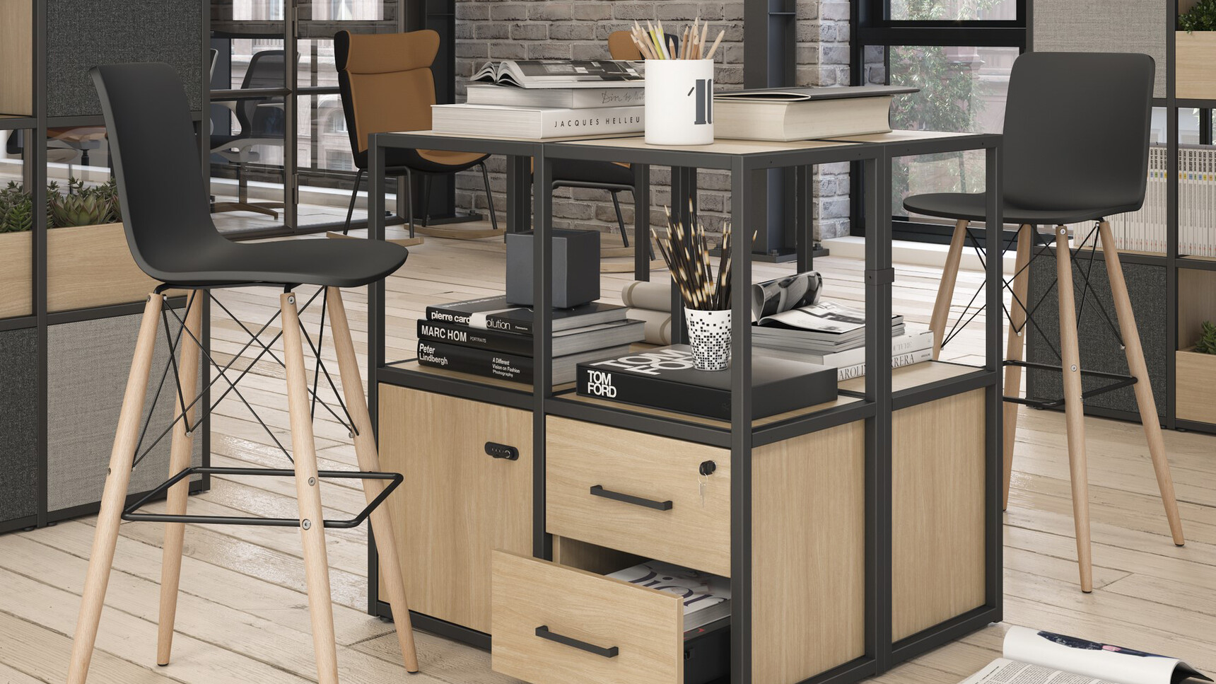 Elite Office Furniture Bob Stools With Wooden Base Black Seat Finish With Beech Frame Finish Family Image