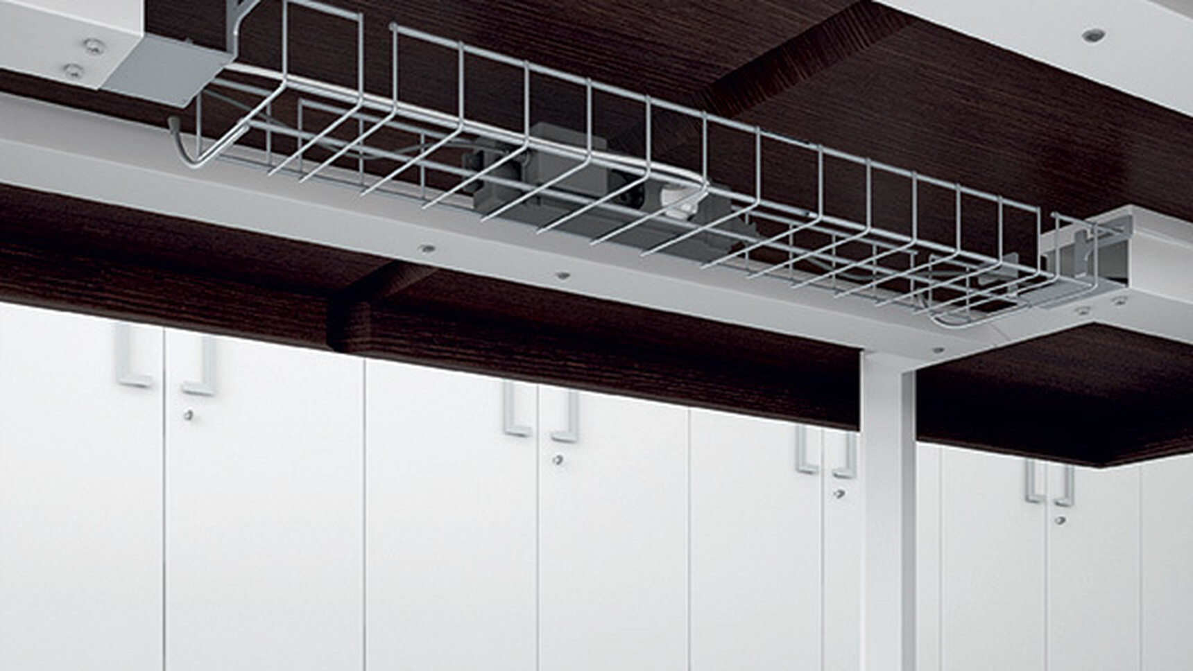 T45 Four Section Loop Leg Boardroom Table Showing Cable Management Under The Table Detail Image