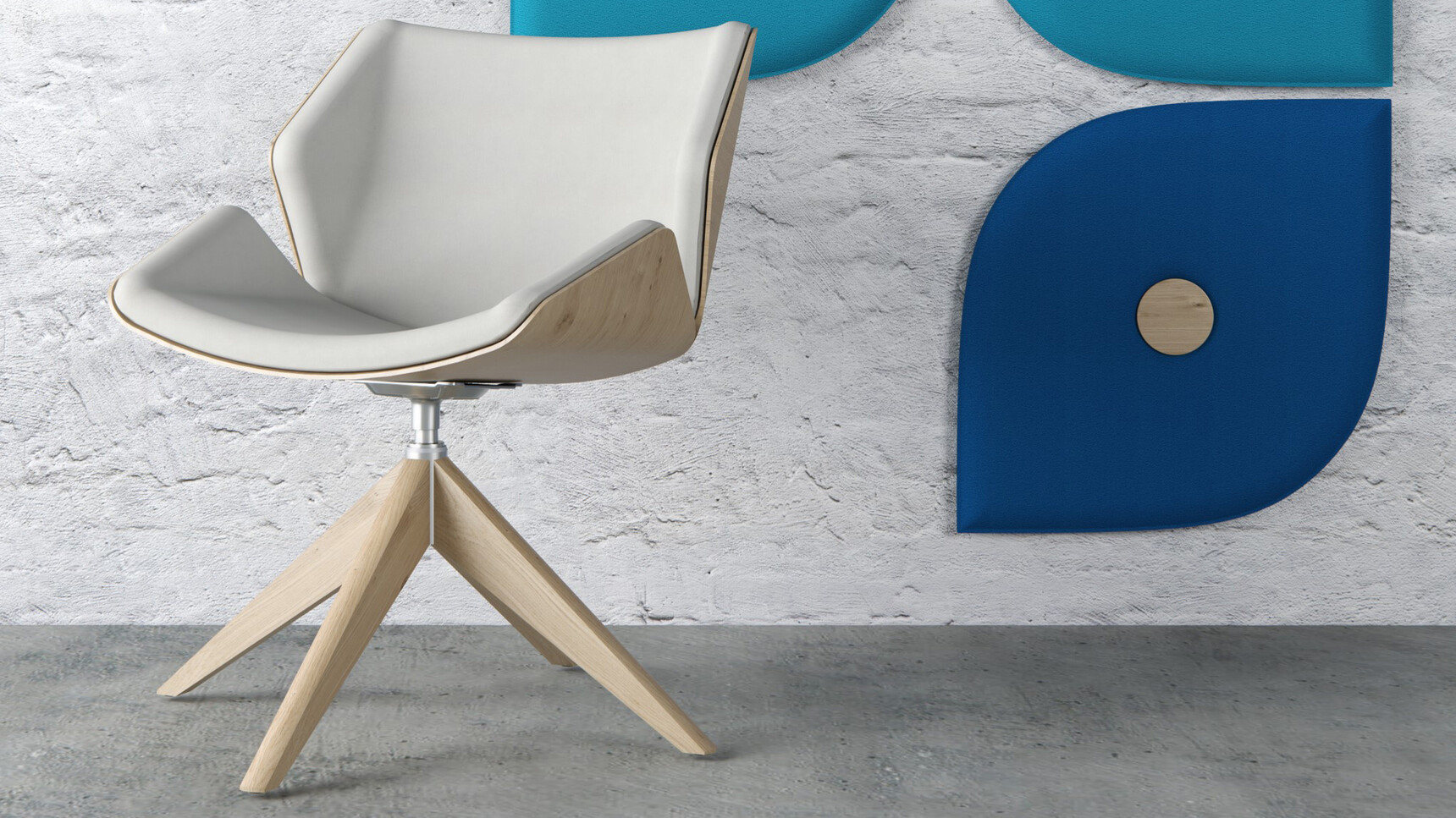 Elite Office Furniture Cascara Medium Back Lounge Chair With Pyramidal Base Wood Finish Family Image