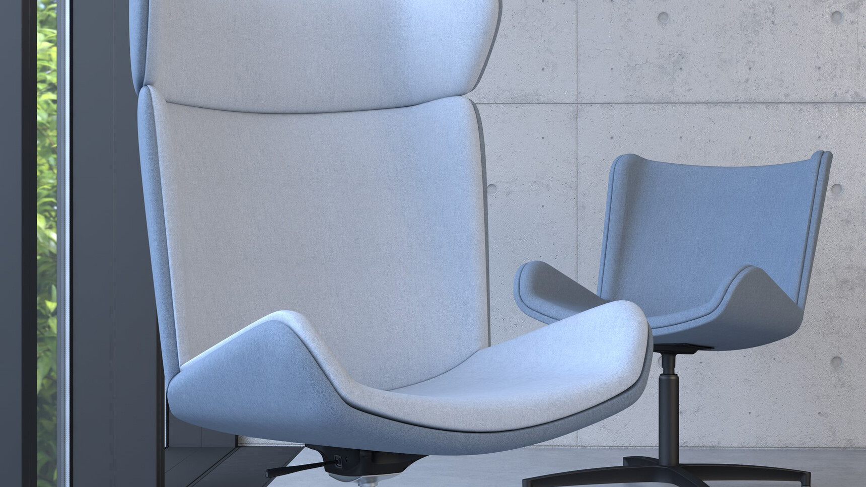 Elite Office Furniture Myla High Back Lounge Chair With Four Star Base With Medium Back Chair Detail Image