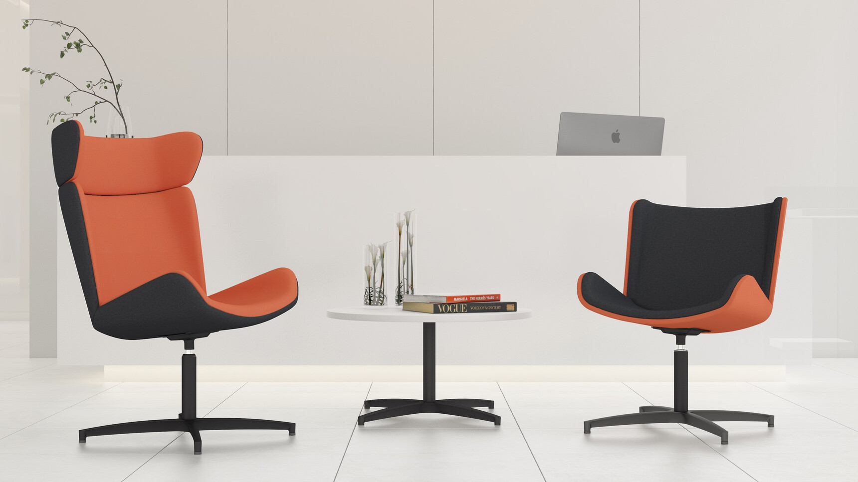 Elite Office Furniture Myla High Back Lounge Chair With Four Star Base With Medium Back Lounge Chair Family Image