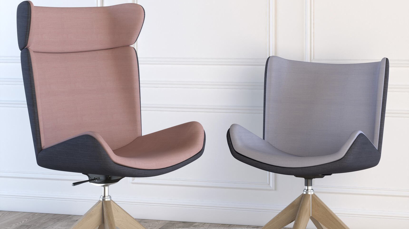 Elite Office Furniture Myla High Back Lounge Chair With Pyramidal Base With Medium Back Lounge Chair Family Image