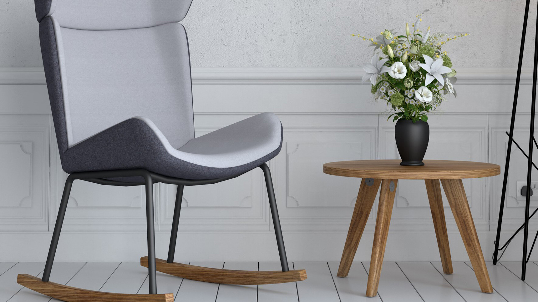 Elite Office Furniture Myla High Back Lounge Chair With Rocker Base With Side Table Family Image