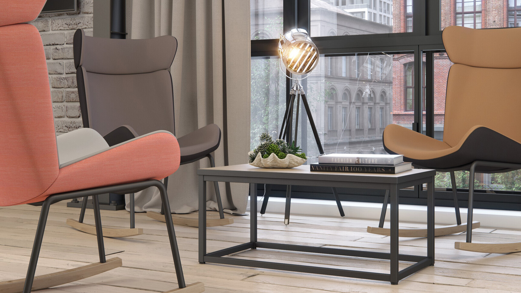 Three Elite Office Furniture Myla High Back Lounge Chairs With Rocker Base In Office Setting