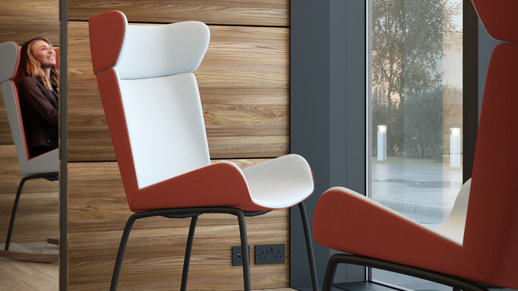 Three Elite Office Furniture Myla High Back Lounge Chair With Rocker Base Detail Image
