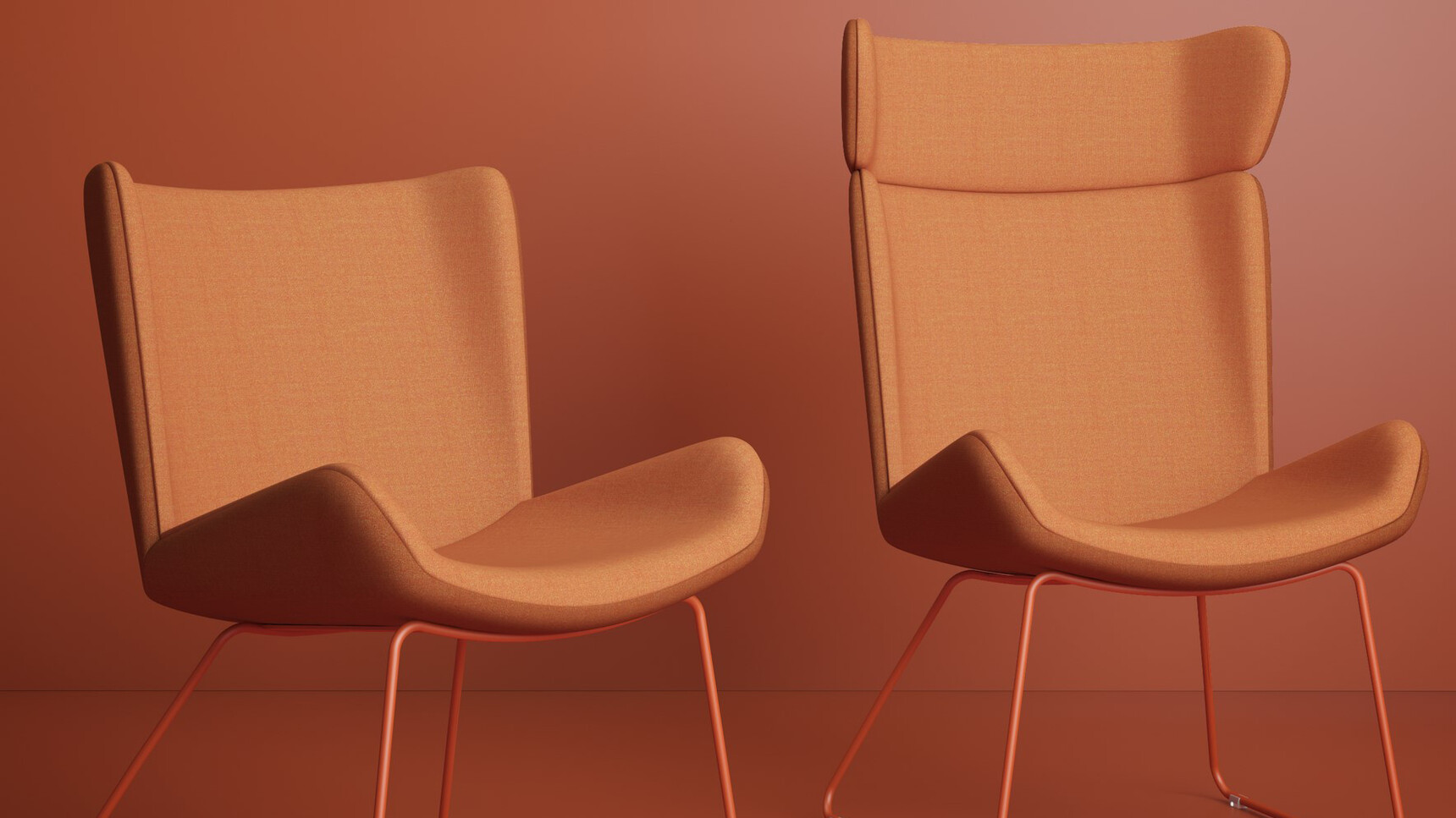 Elite Office Furniture Myla High Back Lounge Chair With Sled Base With Medium Back Chair Family Image