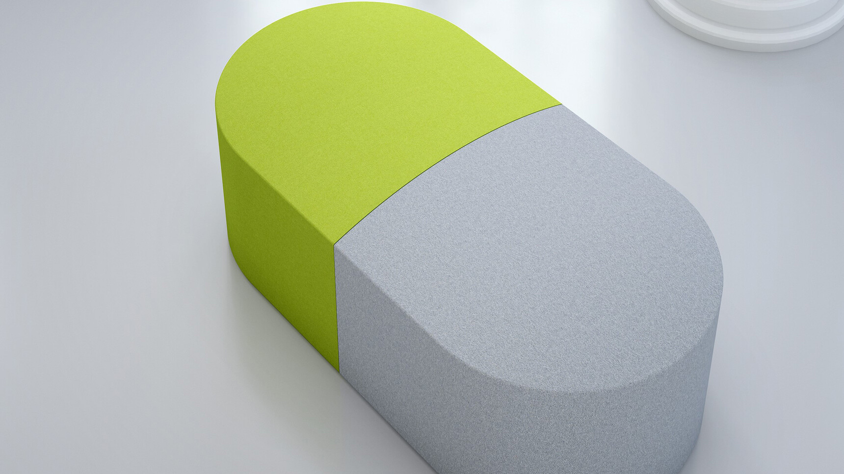 Elite Office Furniture Pill Modular Seating Systems With Tables Green Grey Upholstery Detail Image