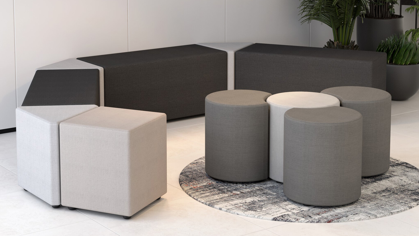 Elite Office Furniture Segment Modular Units Light Dark Grey Upholstery Family Image