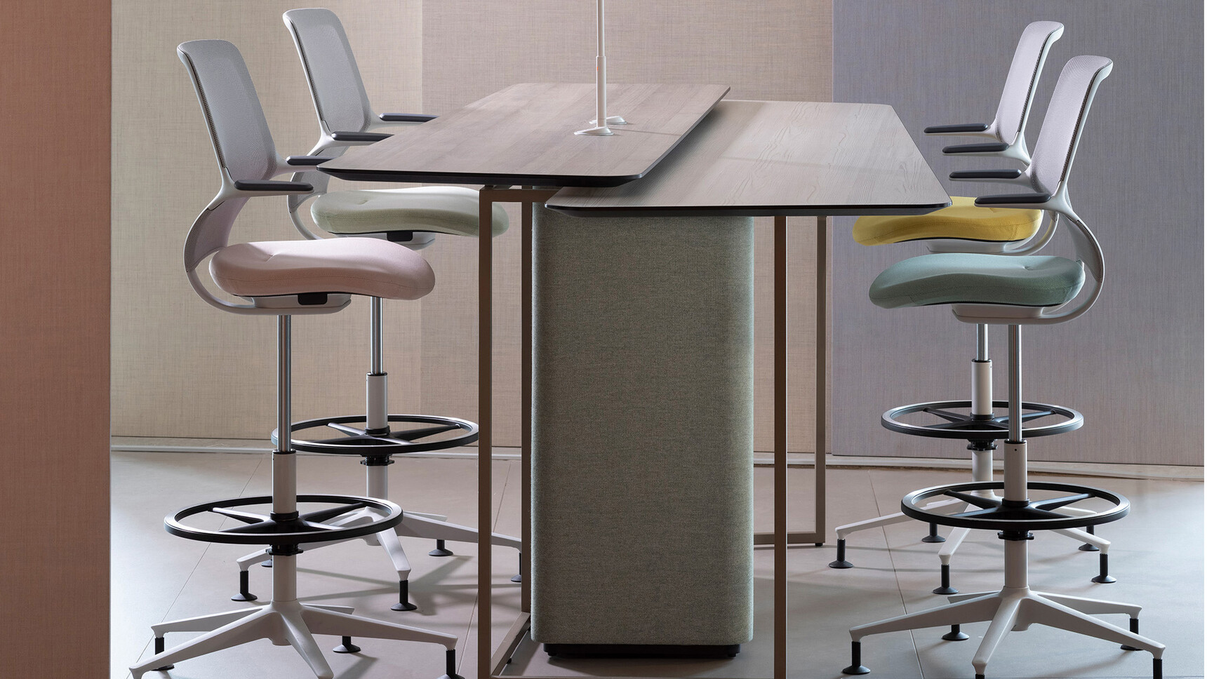 Orangebox AllowMe Midback Counter Height Office Chairs At Table Family Image