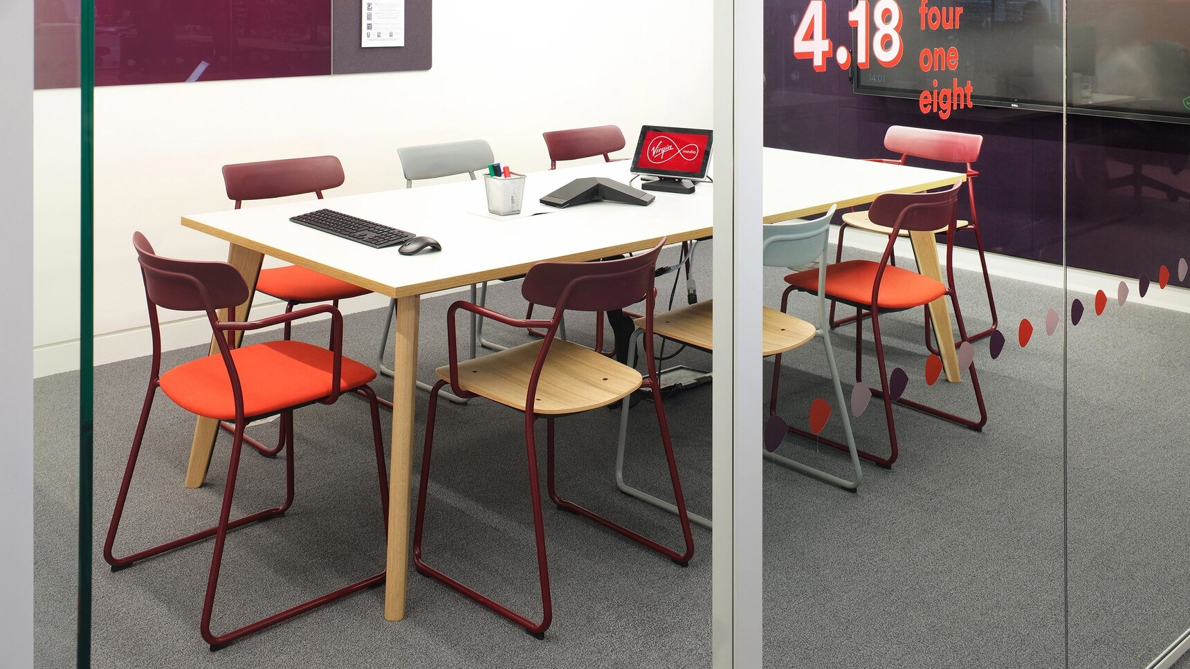 Orangebox Acorn Static Cafe Chair With Upholstered And Upholstered With Arms Chairs In Meeting Room Setting