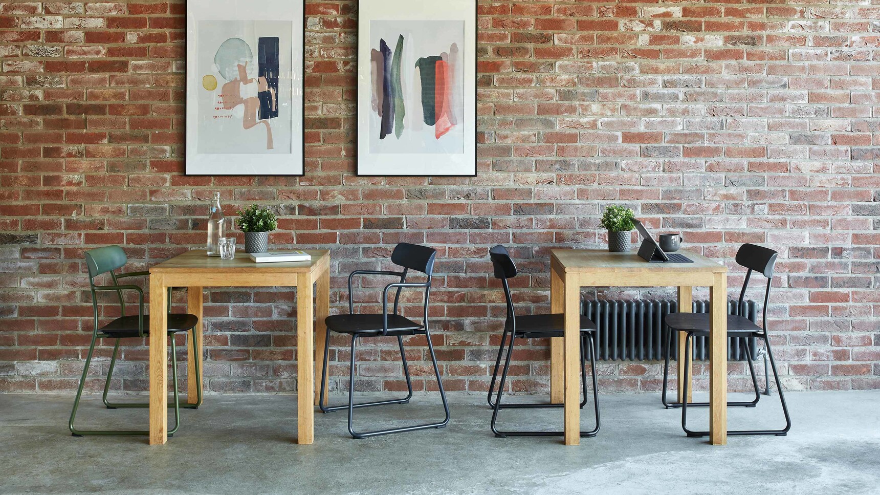 Orangebox Acorn Static Café Chairs With Armchair Version In Cafe Setting