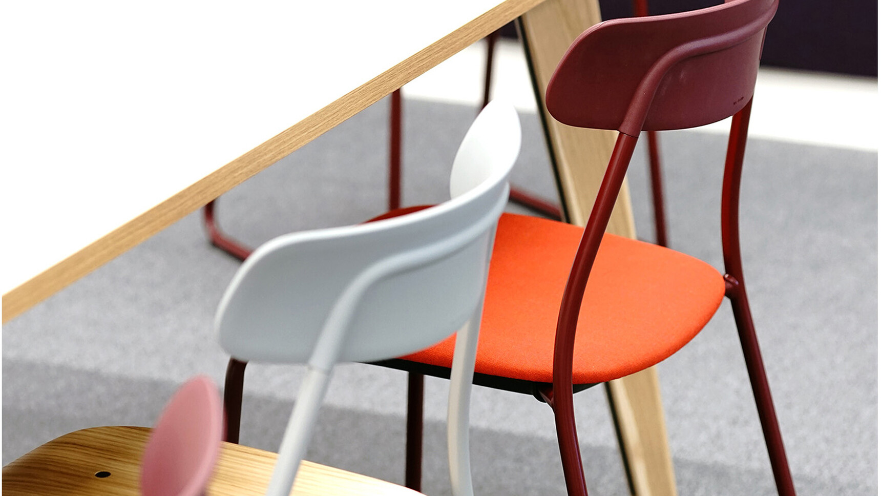 Orangebox Acorn Static Armchair Café Chair With Upholstered Chair In Orange Upholstery Detail Image