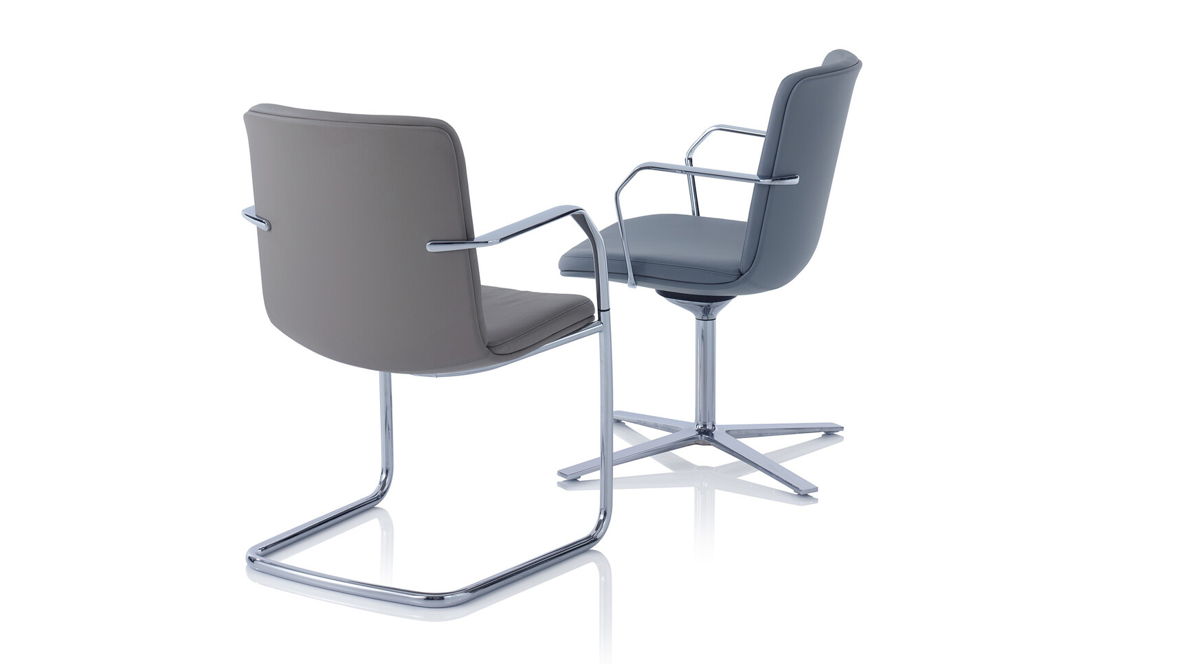 Orangebox Calder Midback Cantilever Chair With Midback Swivel Chair with Tilt Mechanism on 4 Star Base Grey Upholstery Family Image