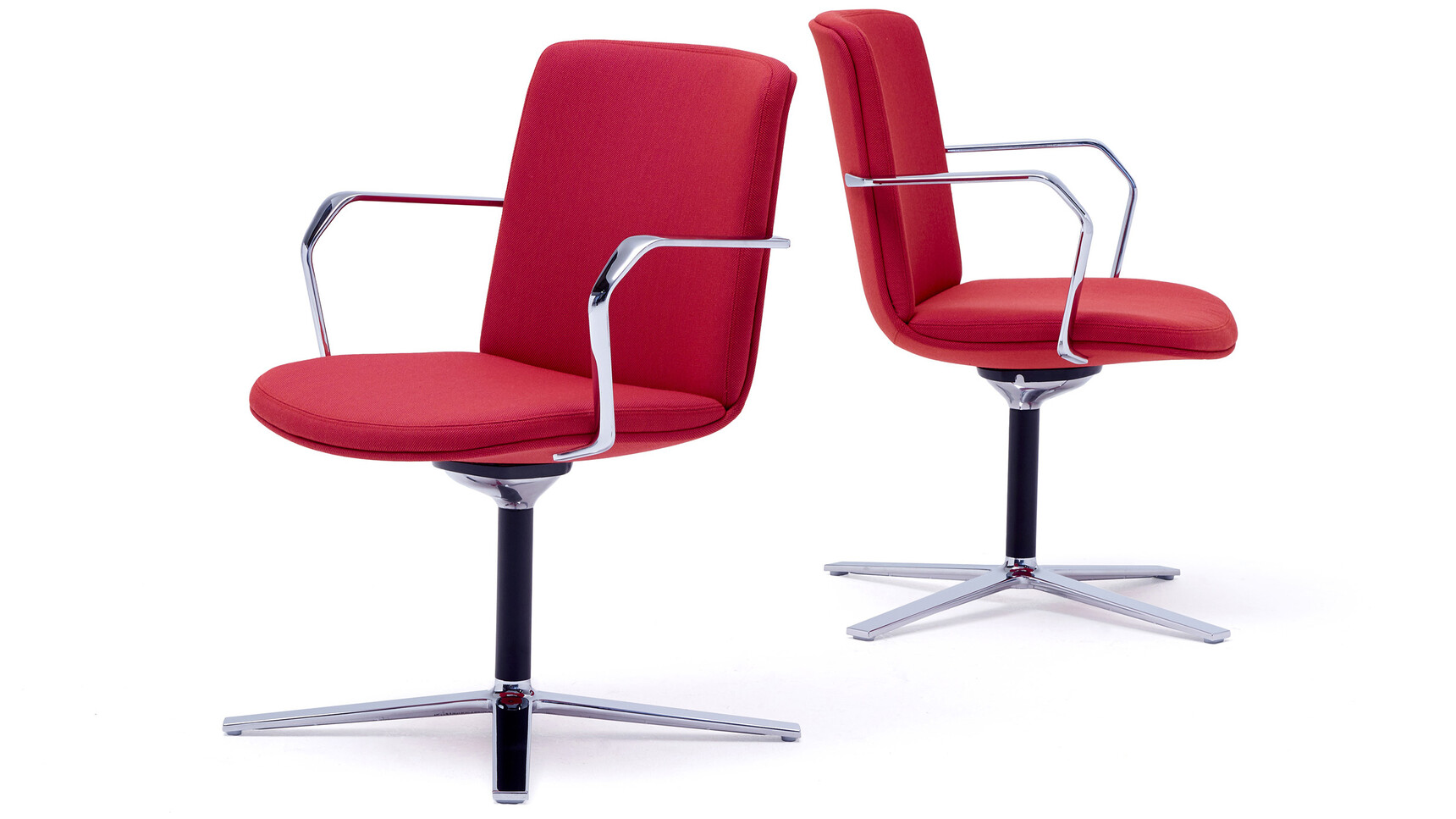 Orangebox Calder Midback Swivel Meeting Chairs Red Upholstery Family Image