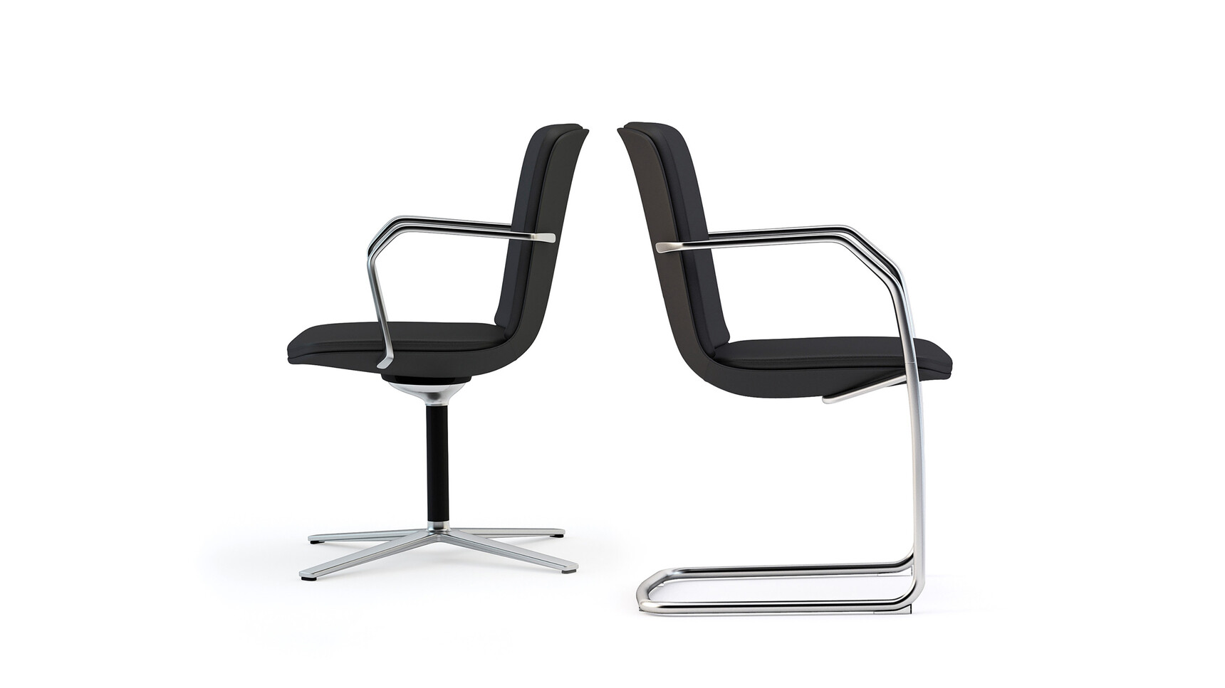 Orangebox Calder Midback Swivel Meeting Chairs With Cantilever Version In Black Upholstery Family Image