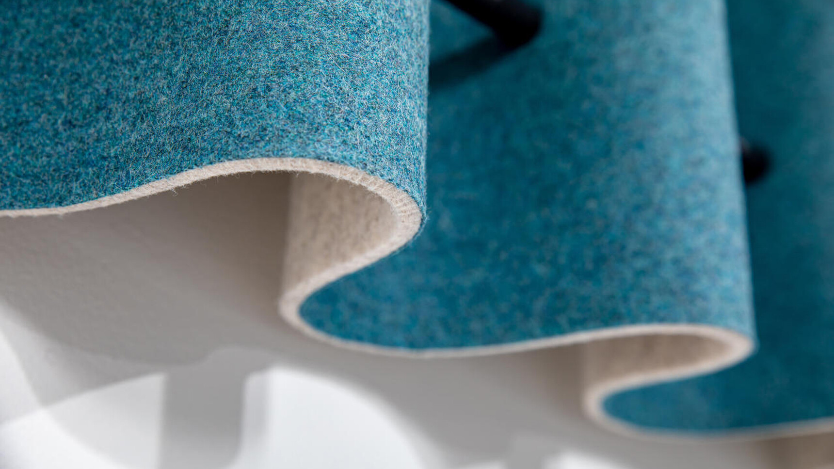 Buzzi Space BuzziFold Acoustic Element Wall Mounted Blue Upholstery Detail Image