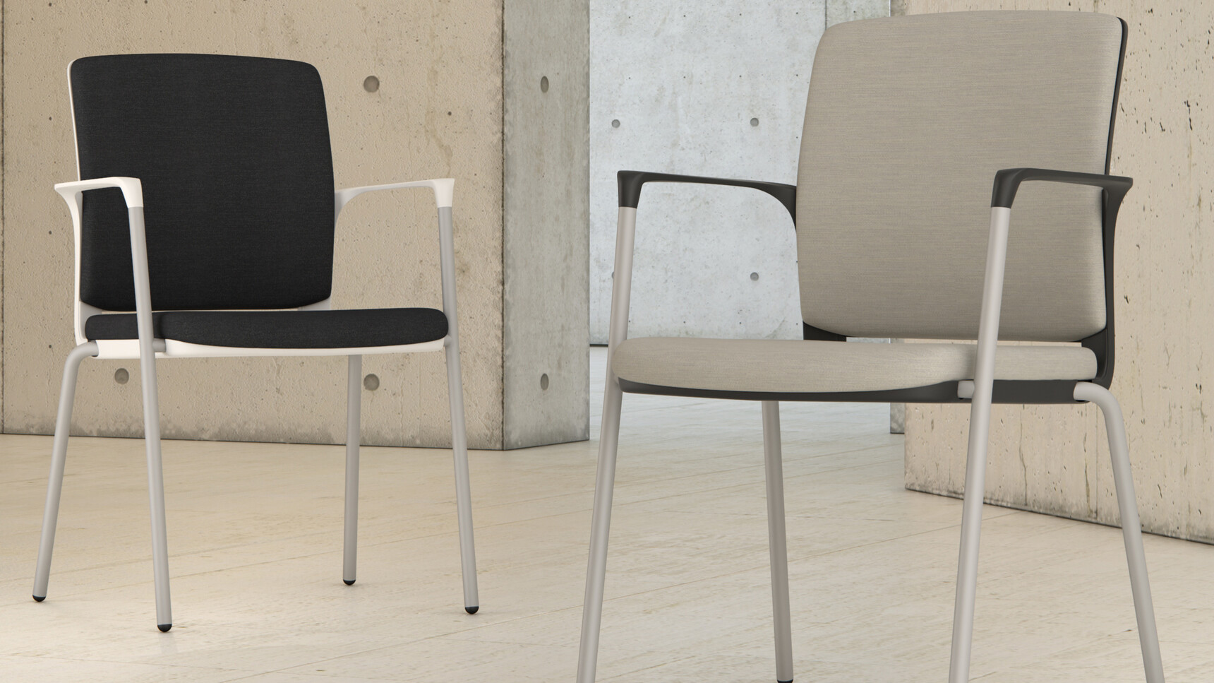 Elite Office Furniture Infinity Meeting Chair With Four Leg Base Upholstered Grey Black Upholstery Family Image