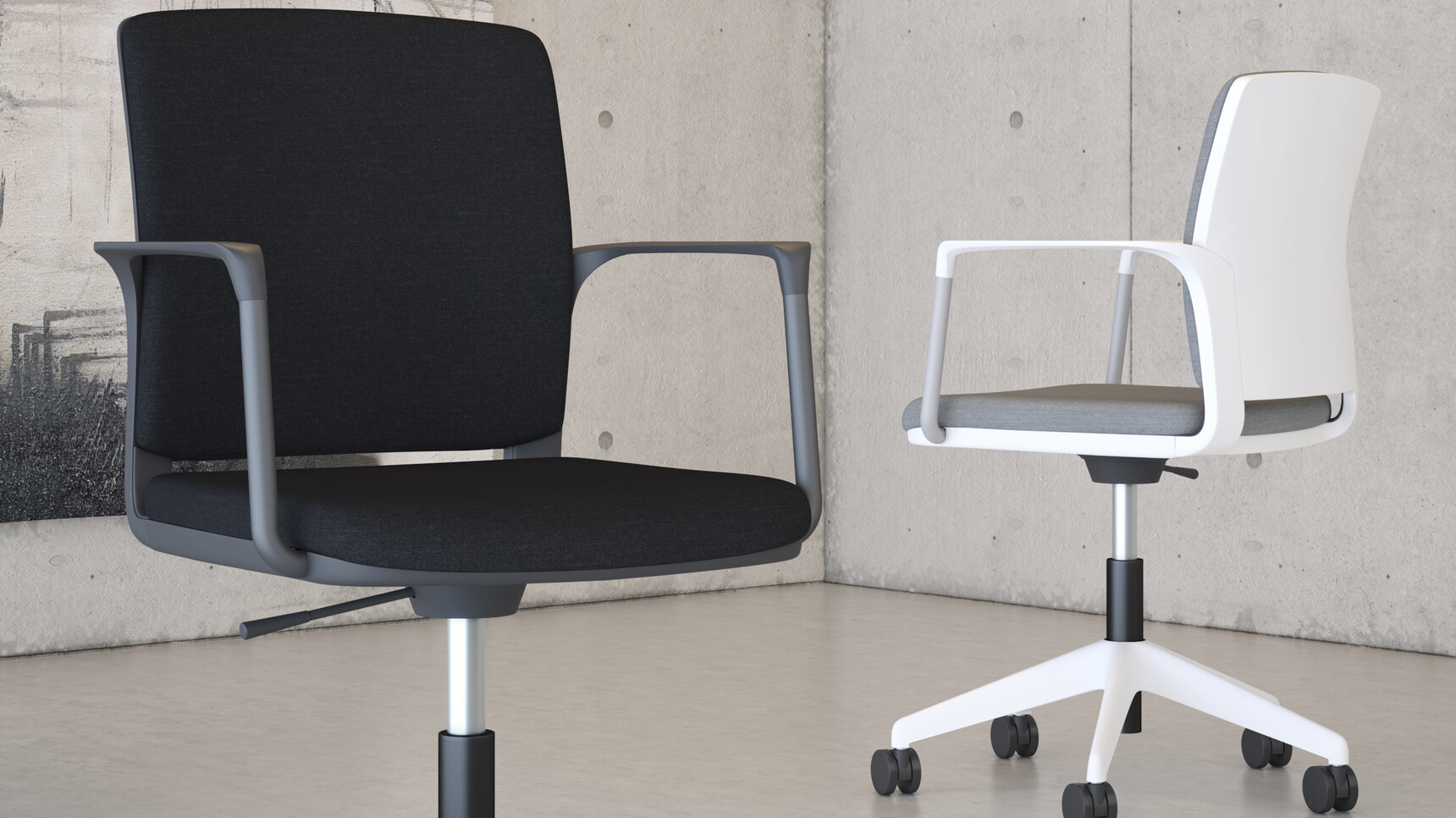 Elite Office Furniture Infinity Meeting Chair With Five Star Base Upholstered Black Grey Upholstery Family Image