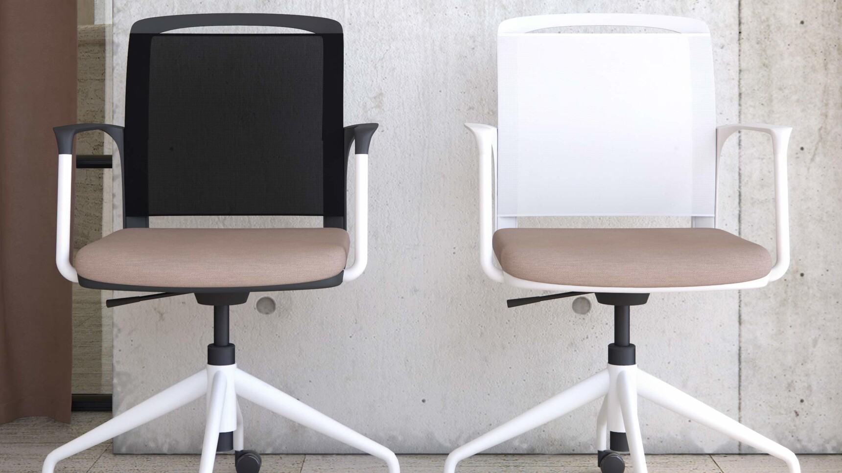 Elite Office Furniture Infinity Meeting Chair With Four Star Pyramidal Base Upholstered White Frame Family Image