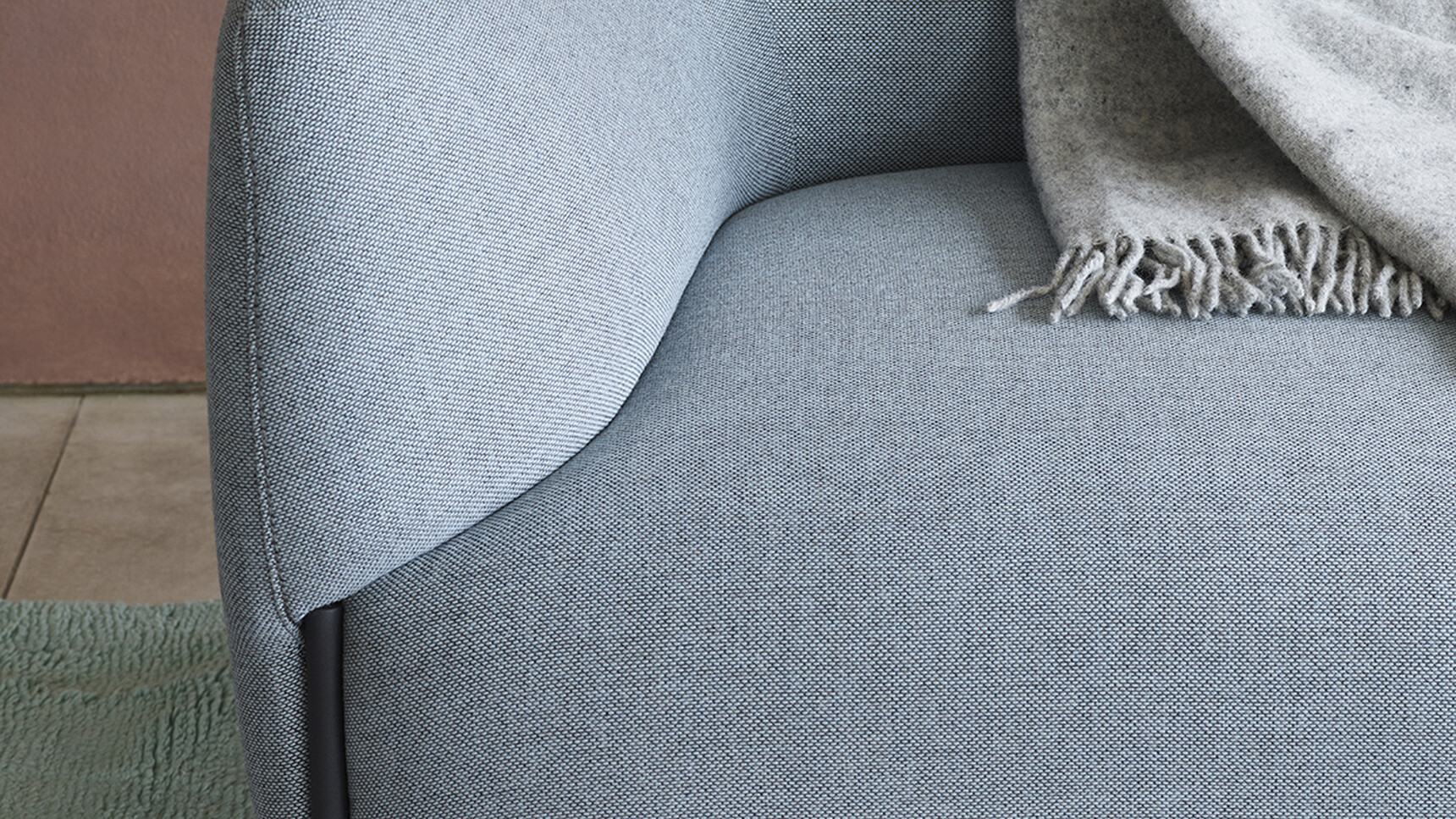 Modus Sofa Left Chaise Blue Upholstery Detail Image