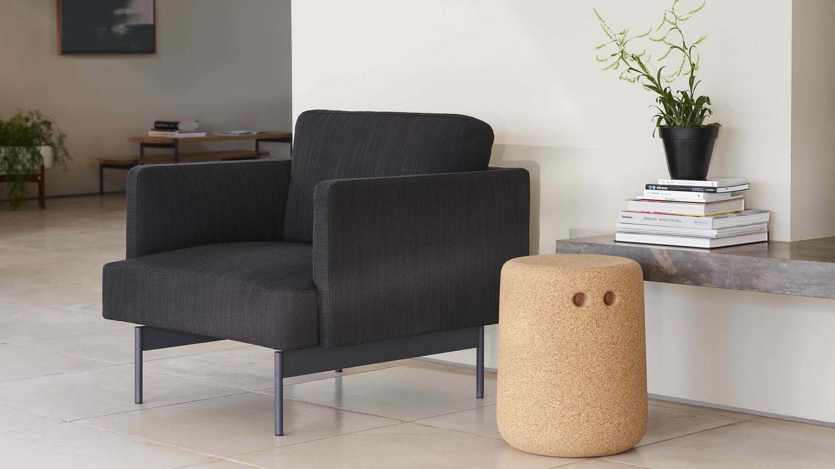Modus Bob Stool Natural Cork By Chair In Office Setting