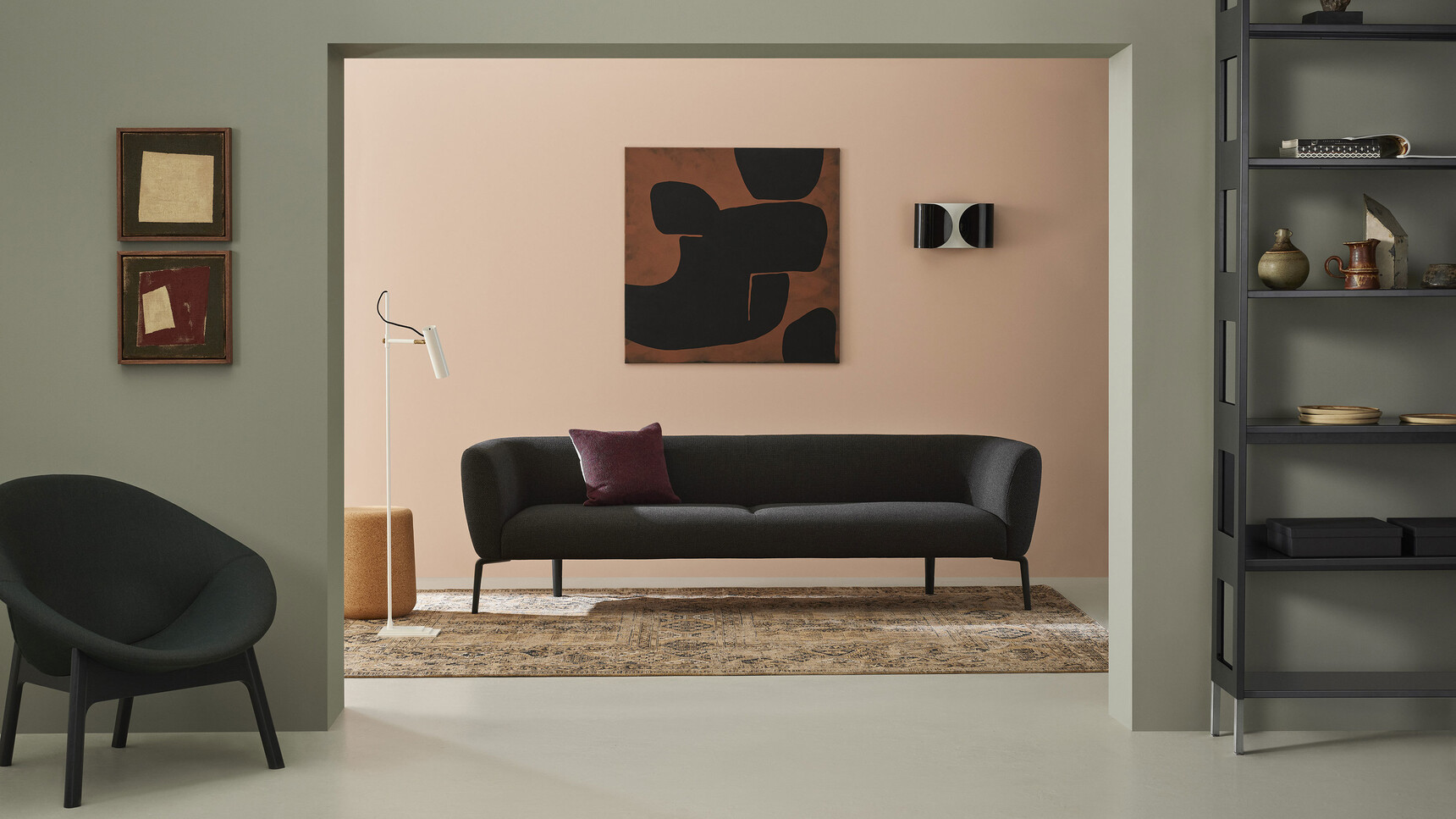 Modus Bob Stool Natural Cork By Sofa In Office Setting