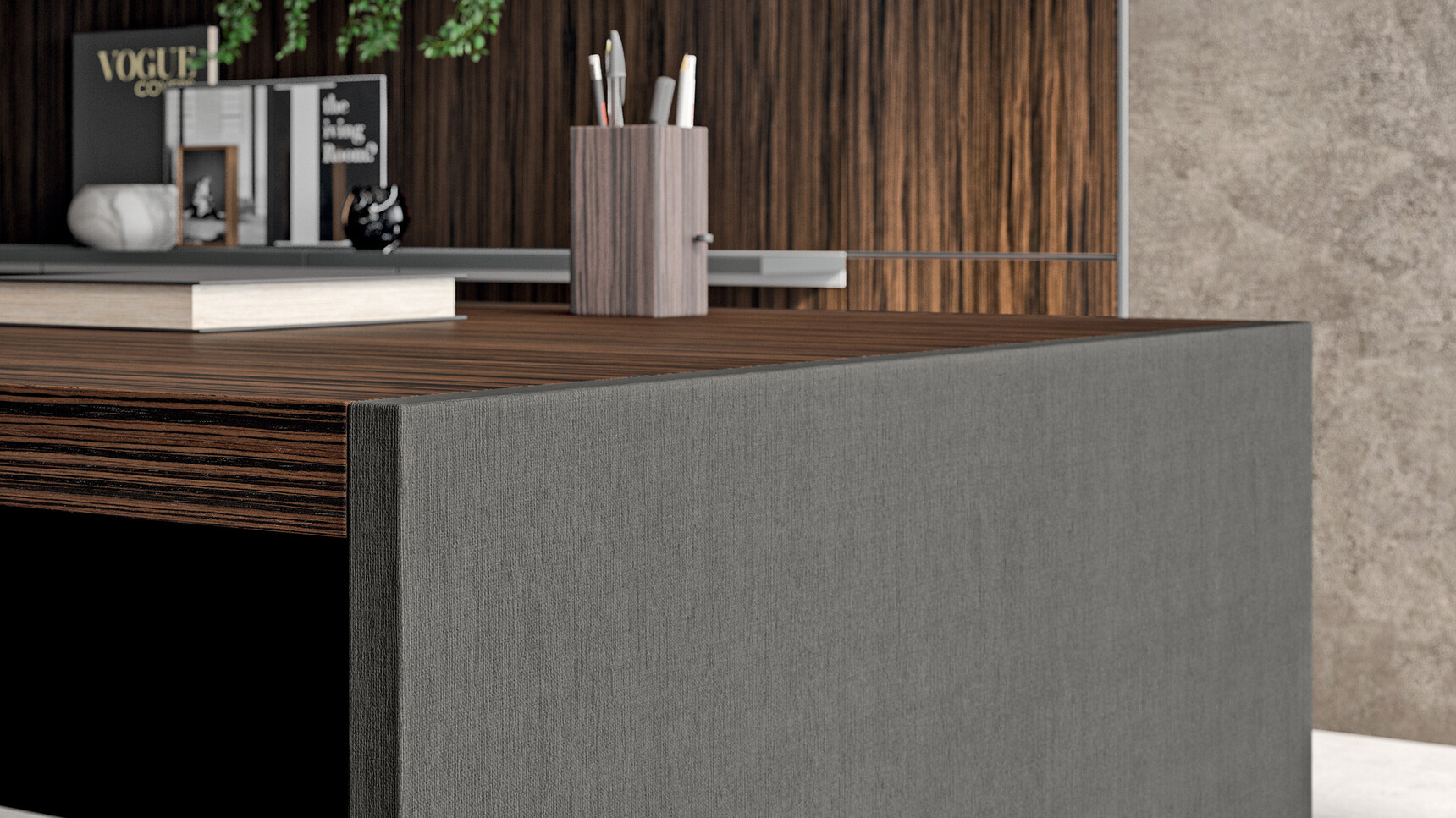 Quadrifoglio e9 Wood Veneer Executive Desk Detail Image Of Panel Leg