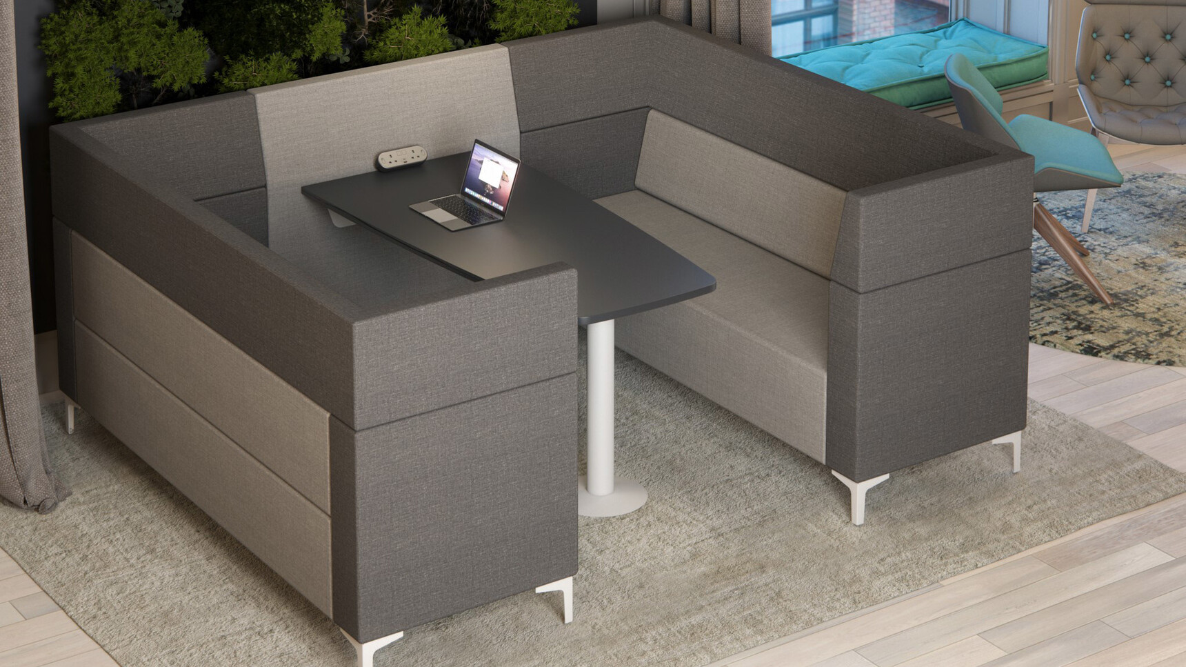 Elite Office Furniture Evo Plus Medium Back Modular Sofa In Office Environment
