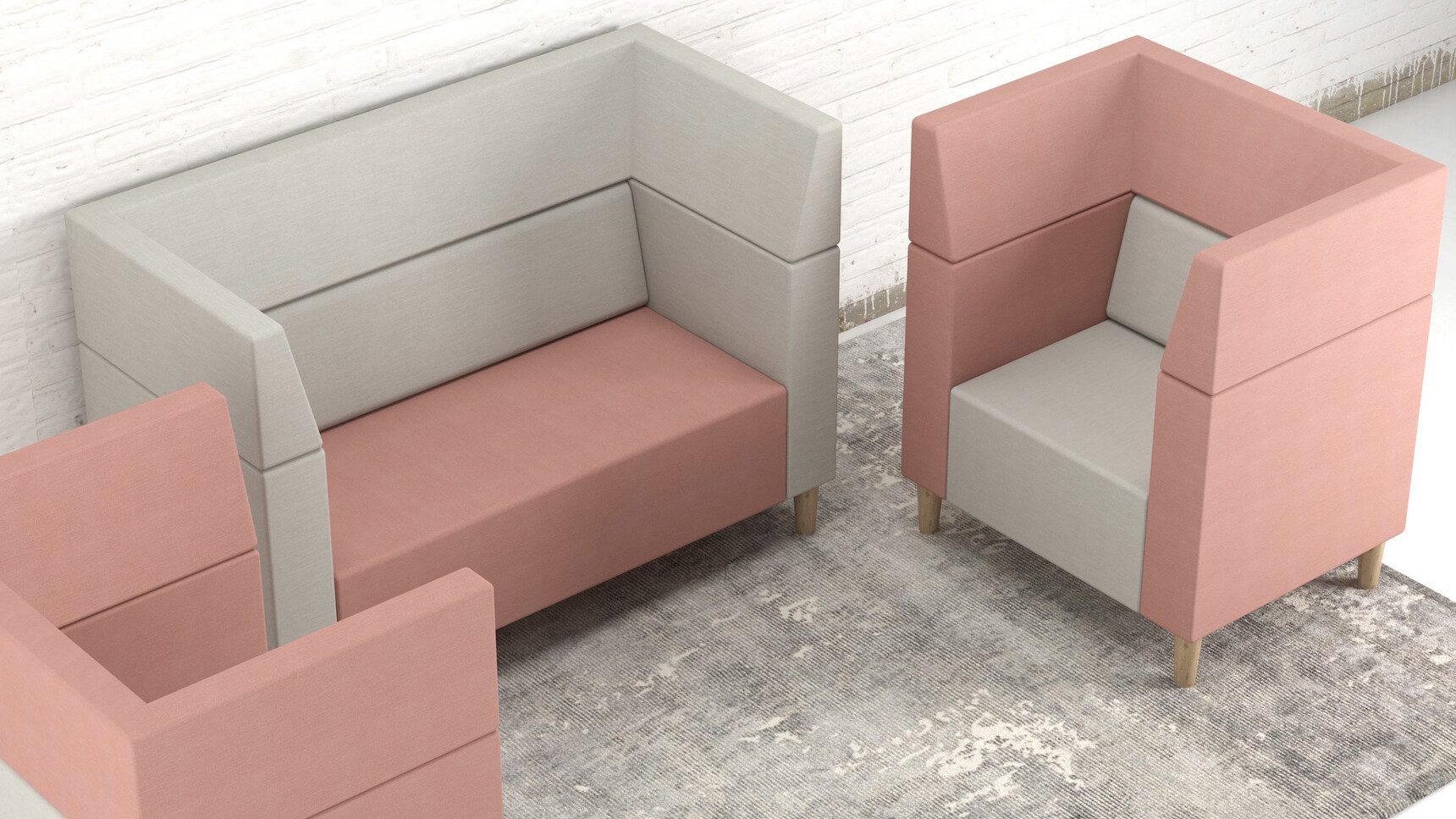 Elite Office Furniture Evo Plus Medium Back Modular Sofa Pink Grey Upholstery Family Image