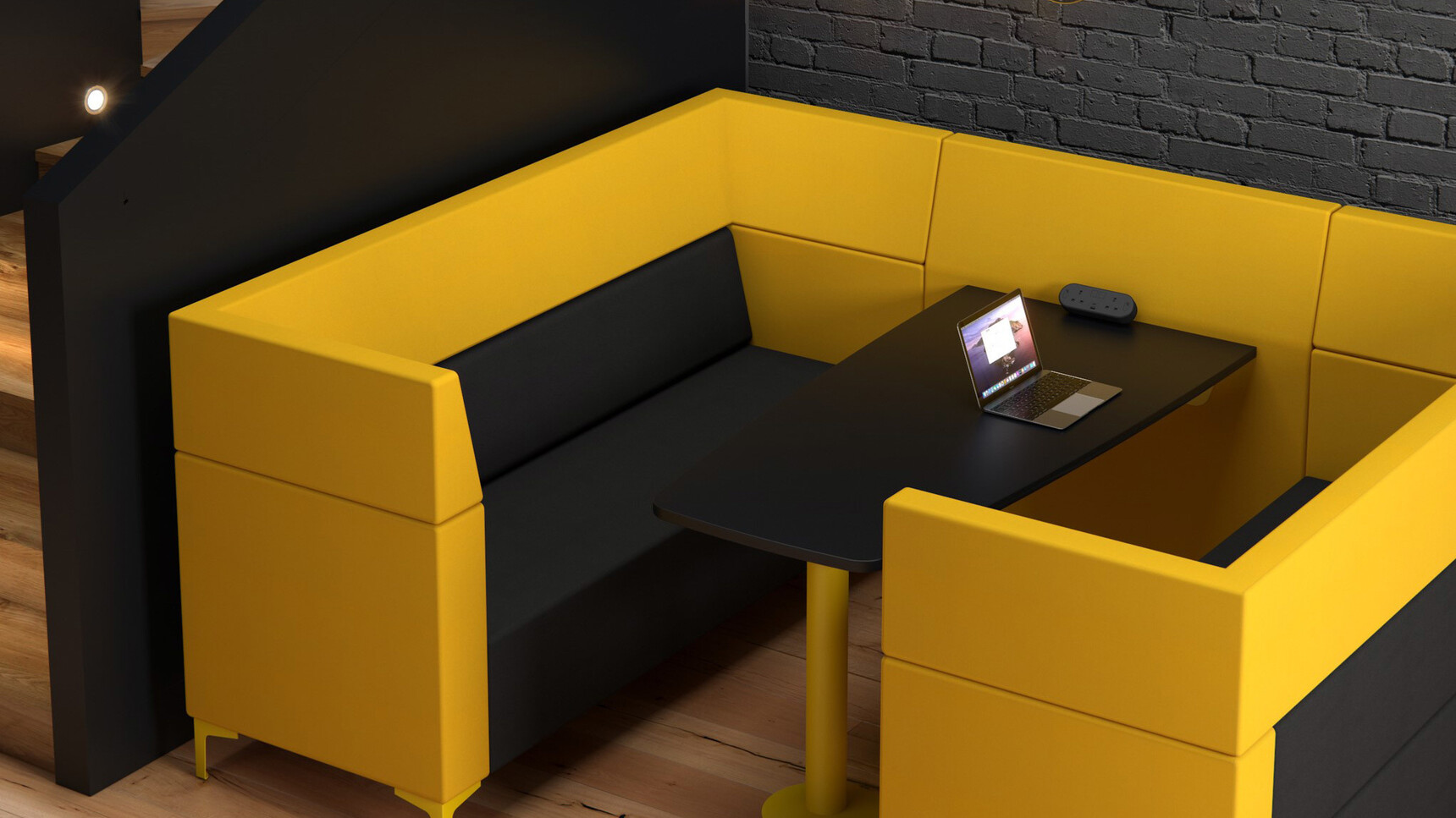 Elite Office Furniture Evo Plus Medium Back Modular Sofa Black Yellow Upholstery Family Image