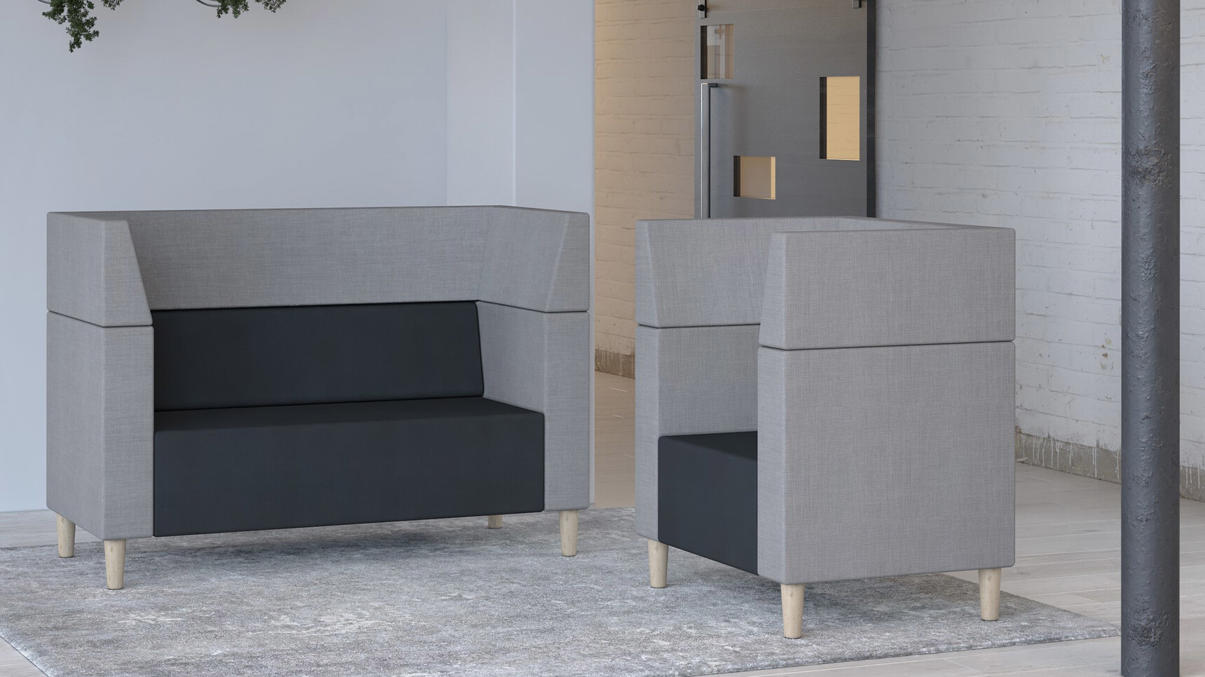 Elite Office Furniture Evo Plus Medium Back Modular Sofa Black Seat Family Image