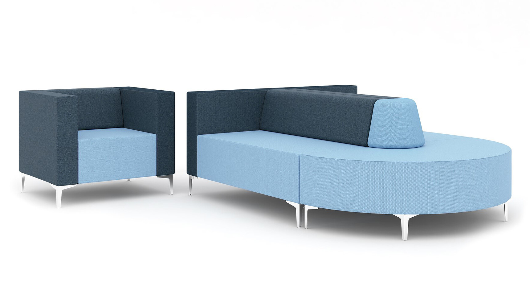 Elite Office Furniture Evo Plus Modular Sofa Blue Duo Tone Upholstery On White Background Family Image