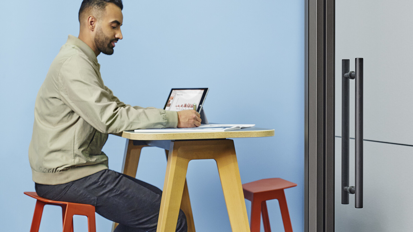 Steelcase Flex Perch Stools With Person Detail Image
