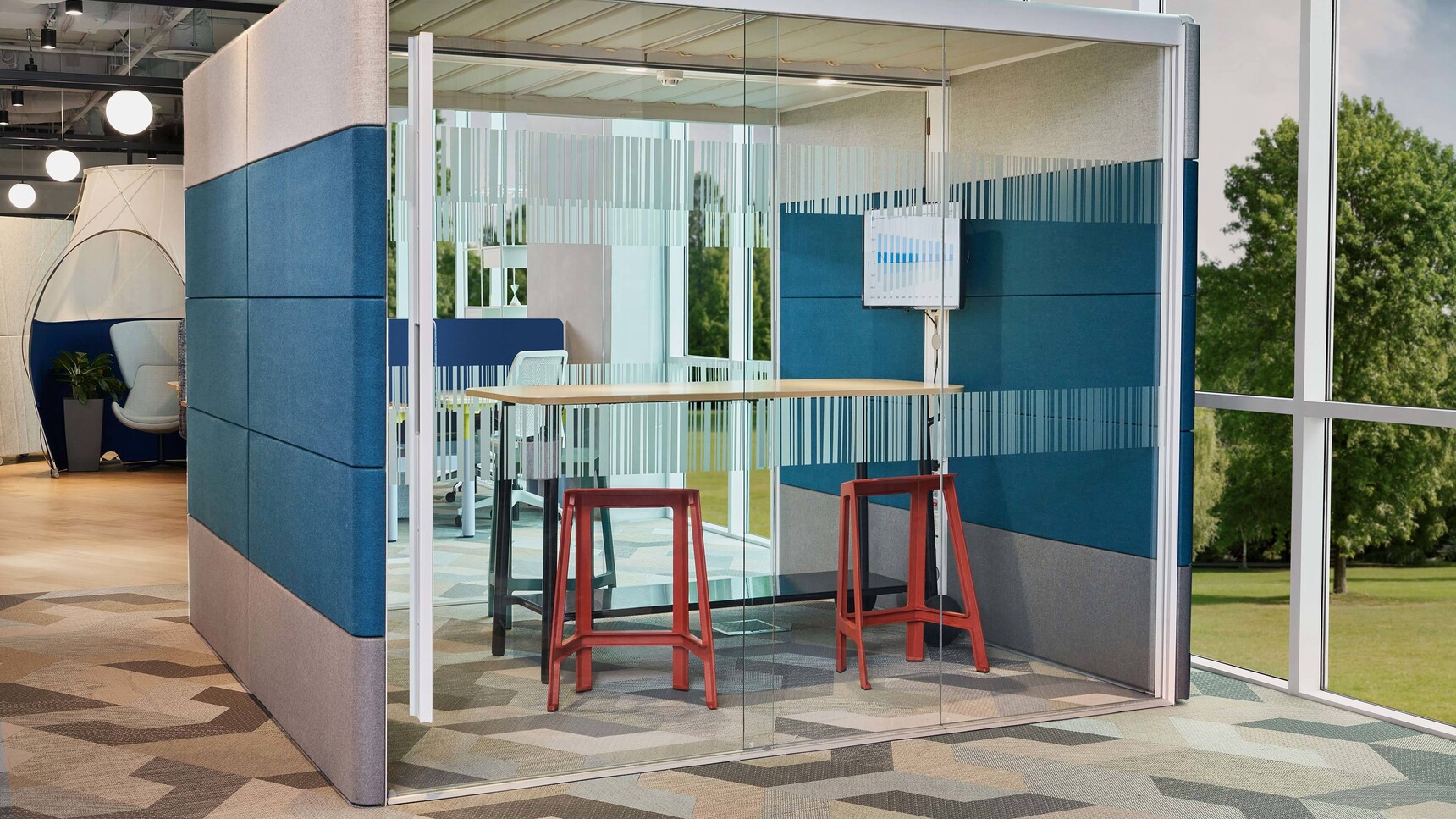 Steelcase Flex Perch Stool Orange Box Air 3 In Office Setting