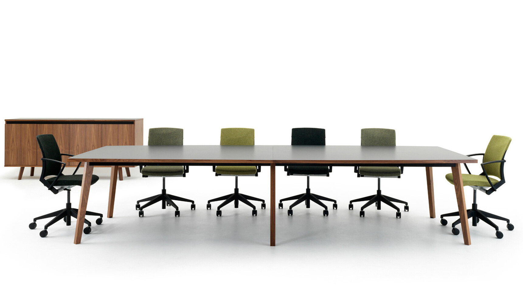 Verco Martin Rectangular Meeting Table 6 Leg On White Background