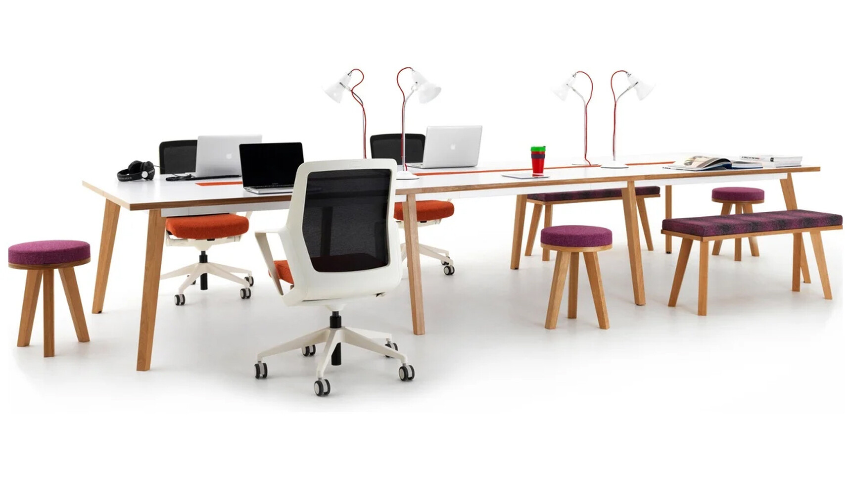Verco Martin Bench Desk White Top Family Image