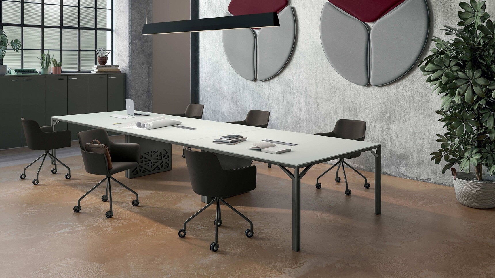 Quadrifoglio X8 Melamine Goalpost Leg Boardroom Table Family Image