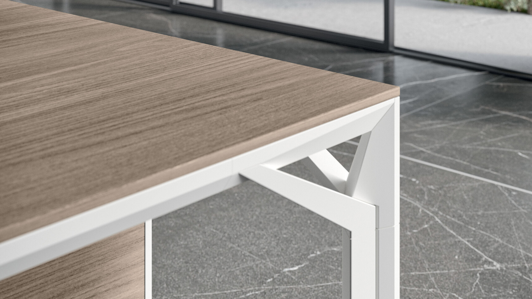 Quadrifoglio X8 Melamine Goalpost Leg Boardroom Table Detail Image
