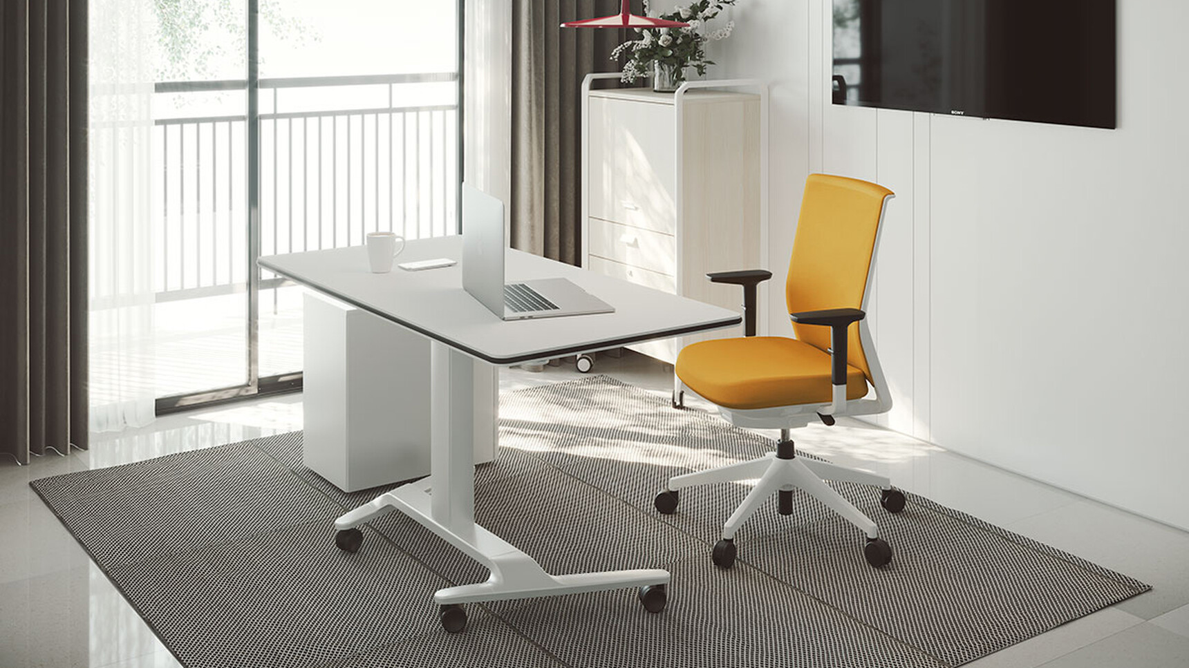 Actiu Talent Series 500 Height Adjustable Desk White Finish In Office Setting