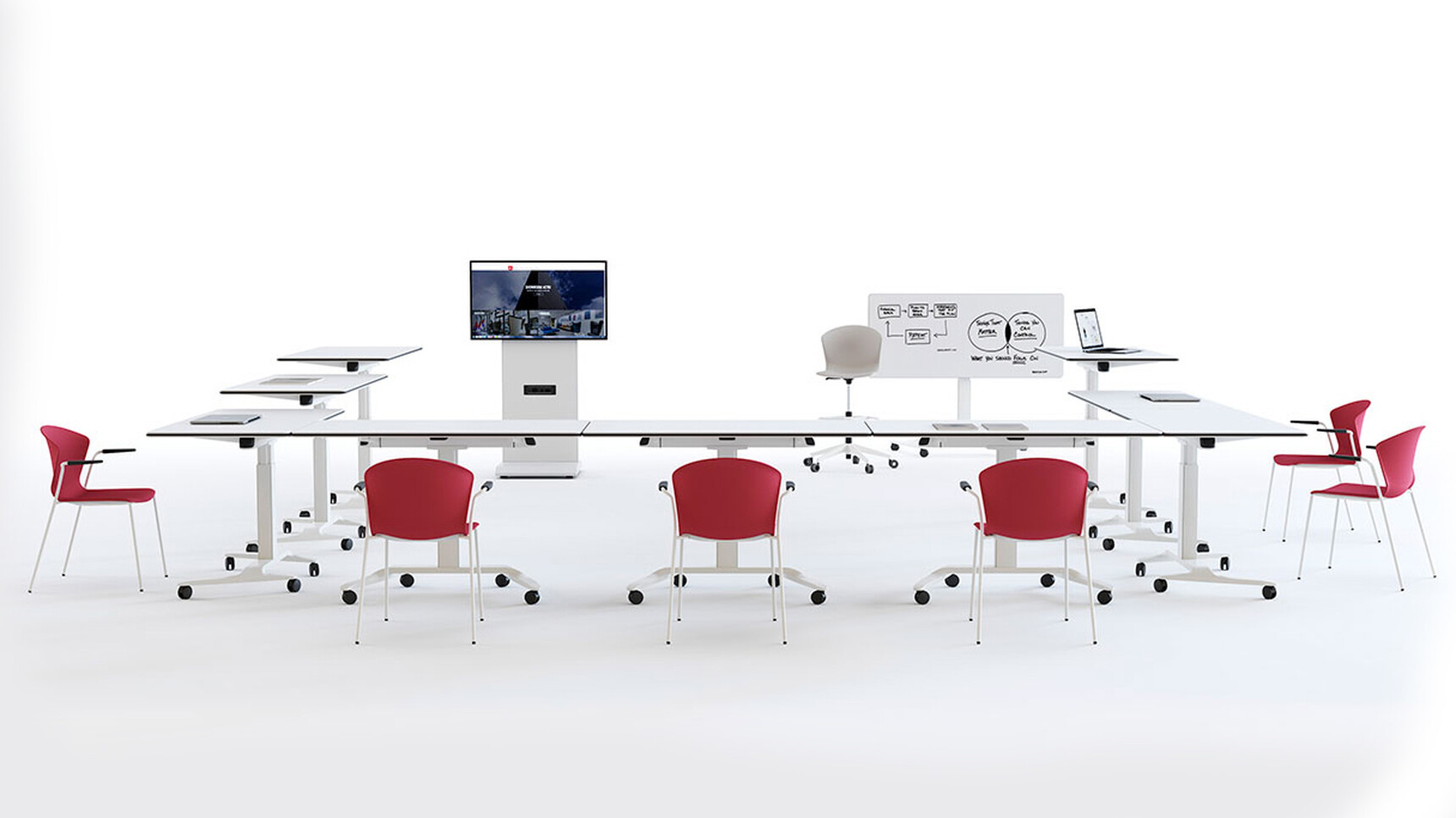 Actiu Talent Series 500 Height Adjustable Desk White Finish On White Background