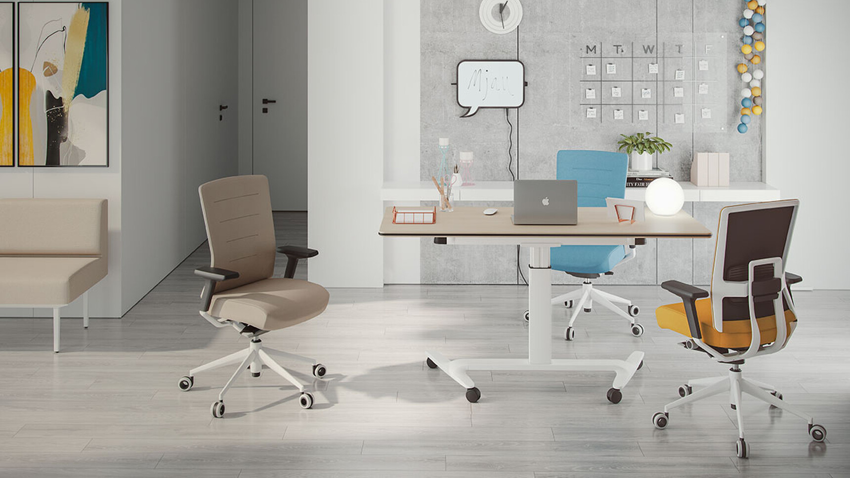 Actiu Talent Series 500 Height Adjustable Desk With Flip Top Table With Chairs Family Image