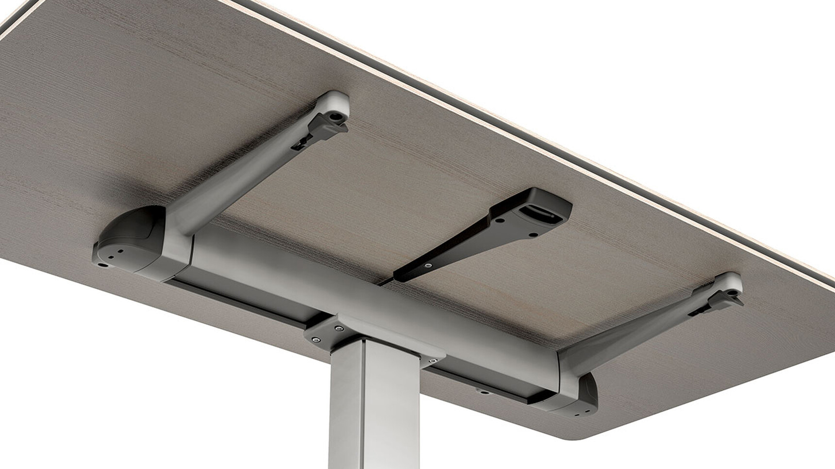 Actiu Talent Series 500 Height Adjustable Desk With Flip Top Table Showing Height Extension Showing Underneath The Table